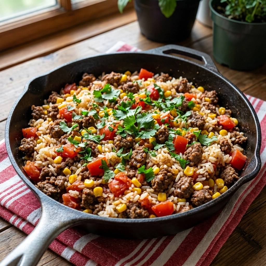 One-Pan Ground Beef and Rice Skillet: A Chef’s Guide to Savory Comfort | Easy Dinner Ideas recipe