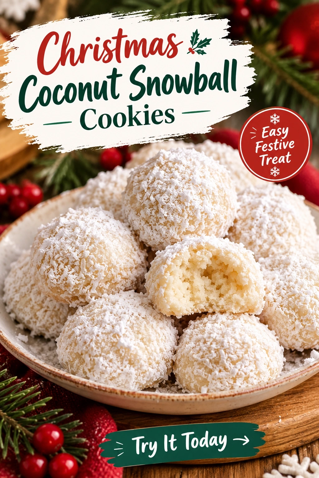 Christmas Coconut Snowball Cookies | Easy Holiday Dessert Recipe recipe