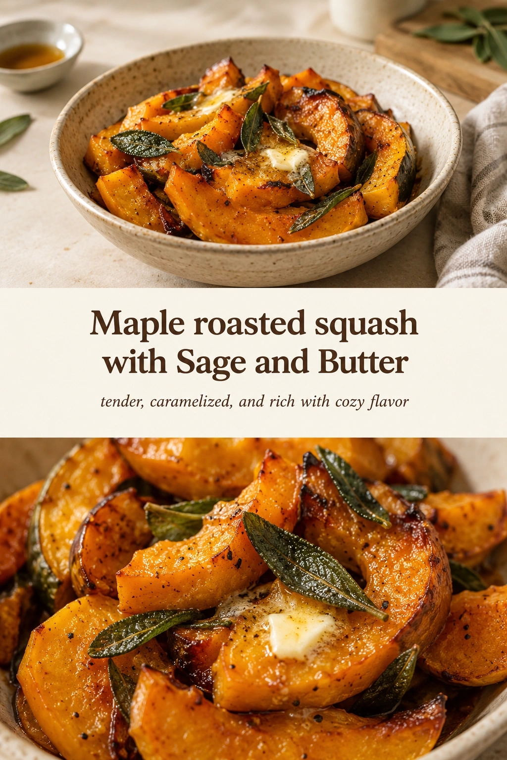 Maple Roasted Squash with Sage and Butter | Easy Autumn Side Dish Recipe recipe