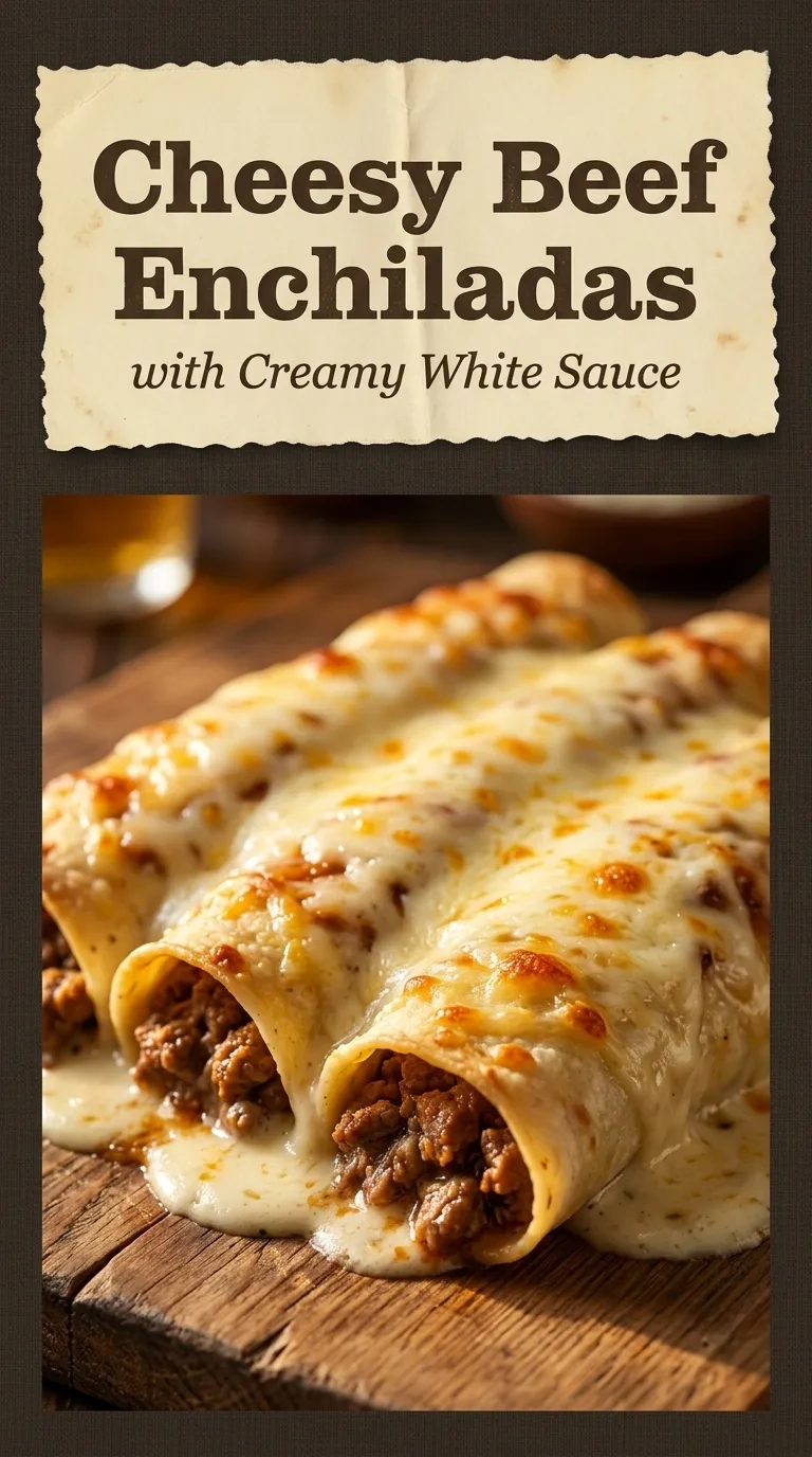 Comforting Cheesy Beef Enchiladas with Creamy White Sauce | Easy Mexican Dinner Ideas recipe