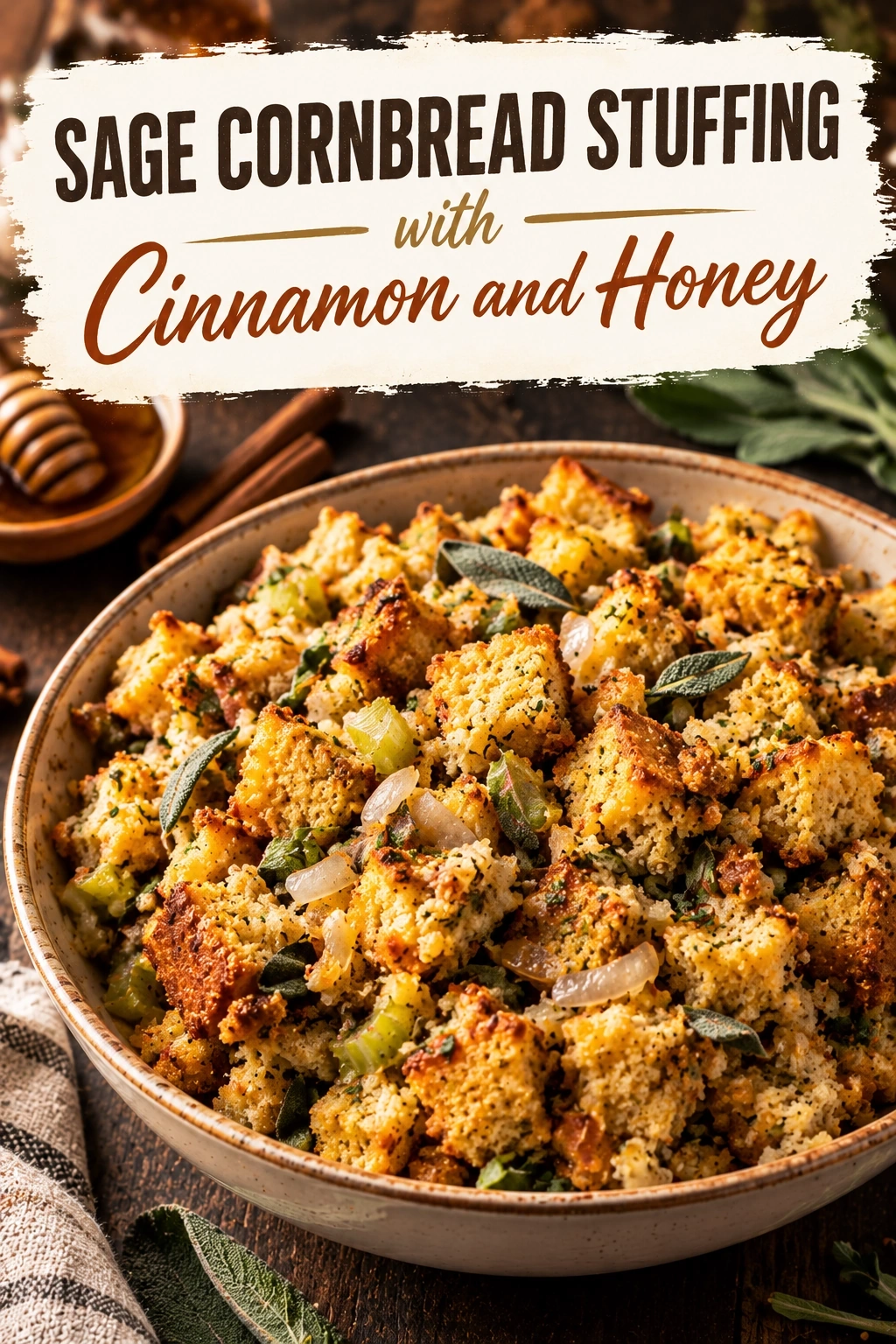 Sage Cornbread Stuffing with Cinnamon and Honey | Easy Thanksgiving Side Dish recipe