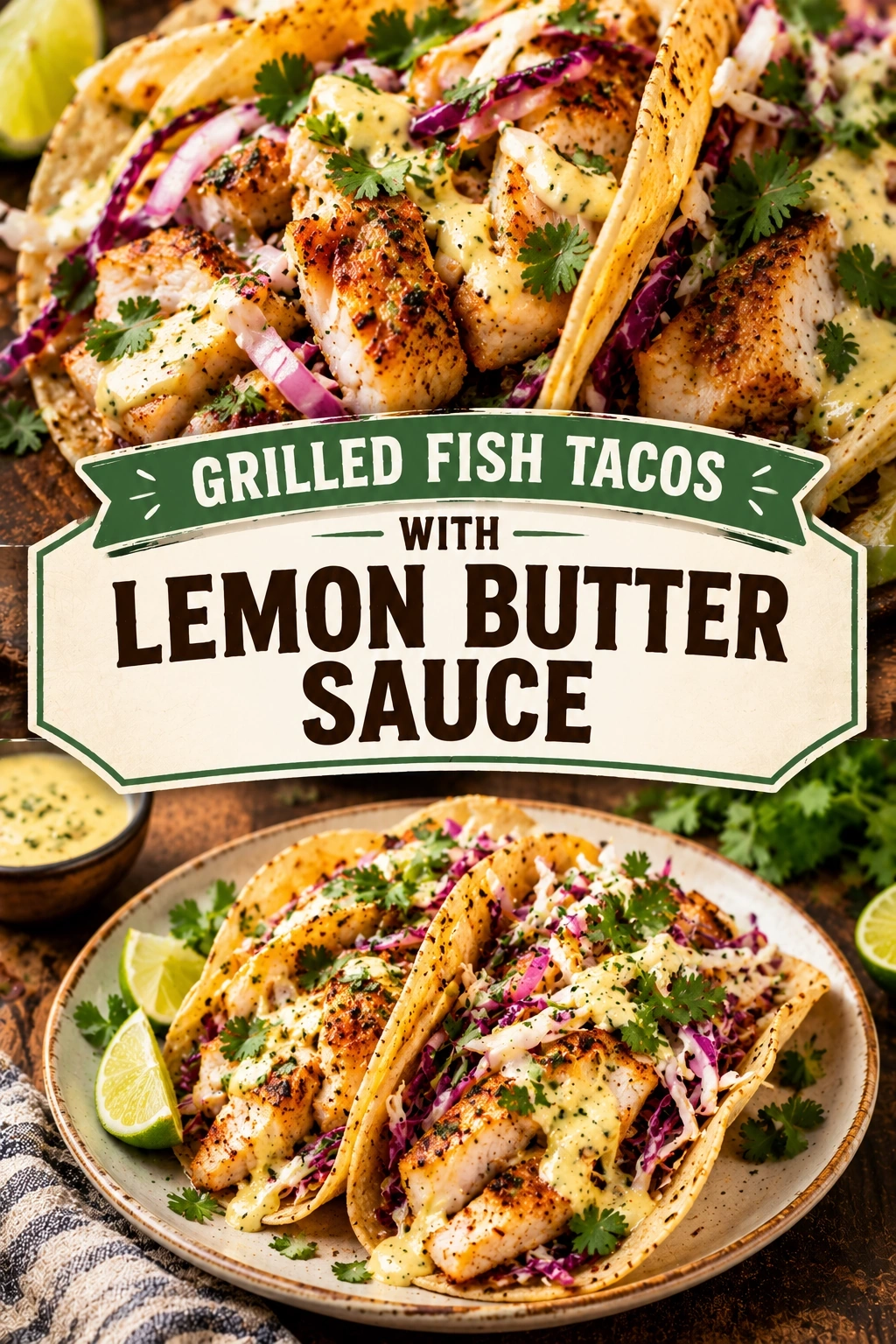 Grilled Fish Tacos with Lemon Butter Sauce | Easy Summer Seafood Dinner Ideas recipe