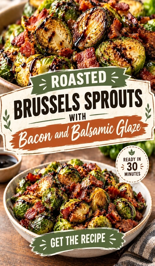 Roasted Brussels Sprouts with Bacon and Balsamic Glaze | Easy Side Dish Recipe recipe