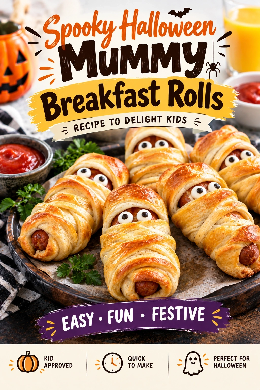Spooky Halloween Mummy Breakfast Rolls Recipe to Delight Kids | Easy Halloween Brunch recipe