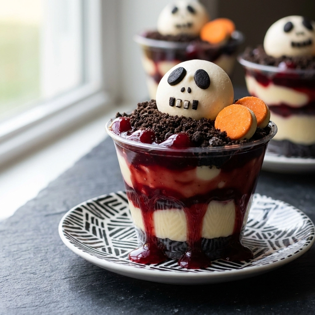 Spooky Haunted Graveyard Pudding Cups for Party Fun | Halloween Dessert Ideas recipe