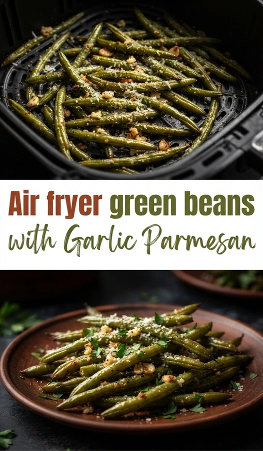 Air Fryer Green Beans with Garlic Parmesan | Healthy Air Fryer Side Dish recipe