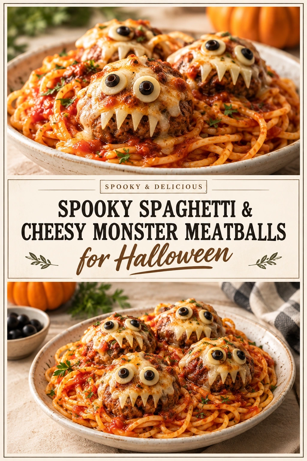 Spooky Spaghetti & Cheesy Monster Meatballs for Halloween | Easy Family Dinner Ideas recipe