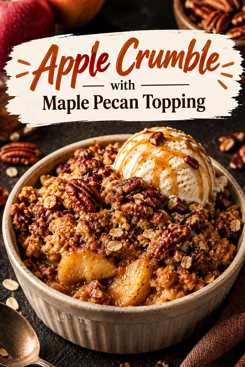 Apple Crumble with Maple Pecan Topping | Easy Fall Dessert Recipes recipe
