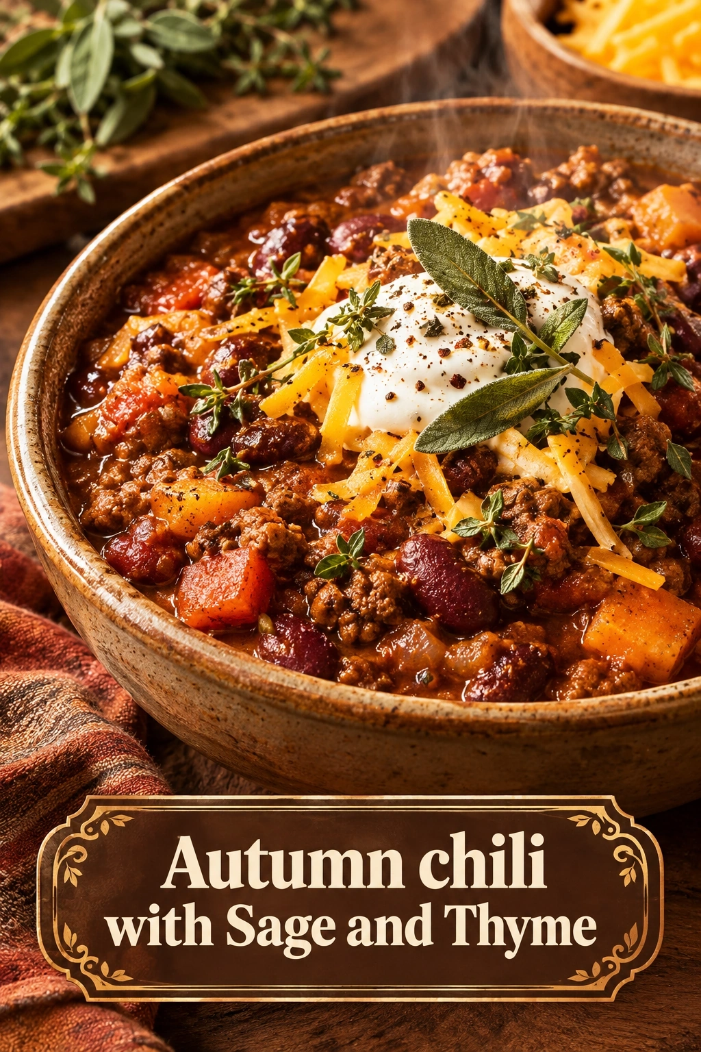 Autumn Chili with Sage and Thyme | Cozy Fall Comfort Food Dinner Recipe recipe