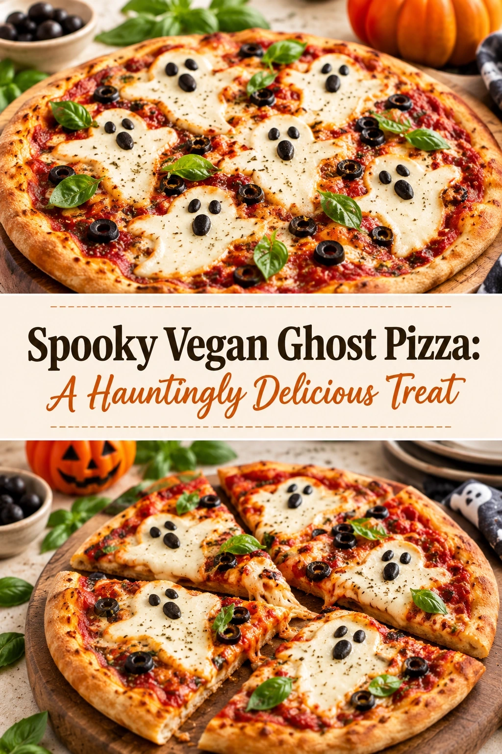 Spooky Vegan Ghost Pizza: A Hauntingly Delicious Treat | Easy Halloween Pizza Idea recipe
