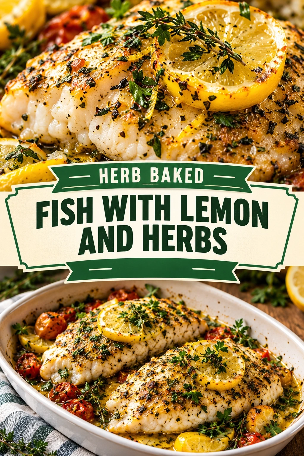 Herb Baked Fish with Lemon and Herbs | Easy Healthy Dinner Recipe recipe
