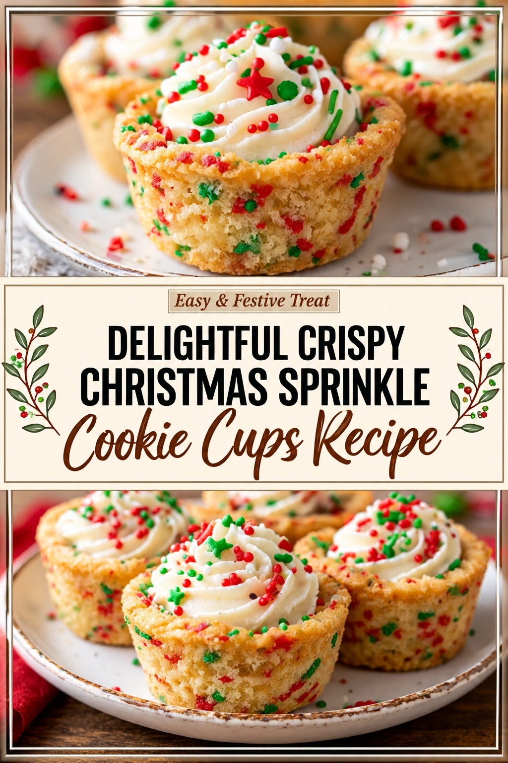 Delightful Crispy Christmas Sprinkle Cookie Cups Recipe | Festive Holiday Treats recipe
