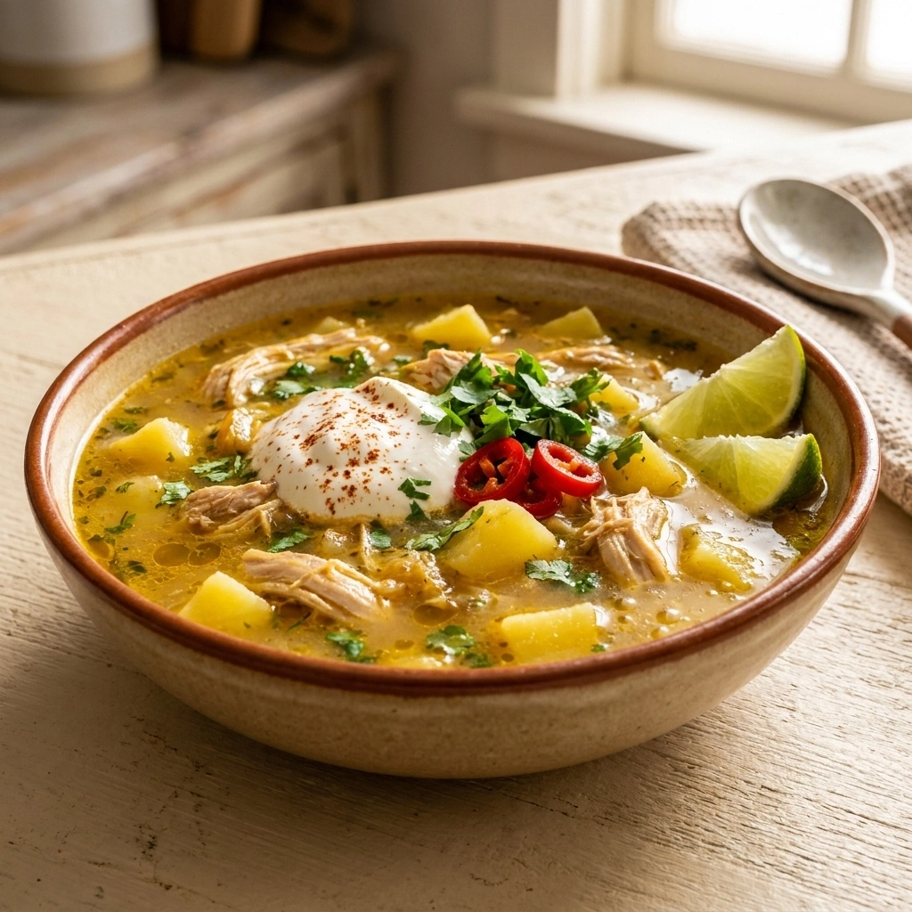 Zesty Mexican Green Chile Chicken & Potato Soup | Easy Green Chile Stew Recipe recipe