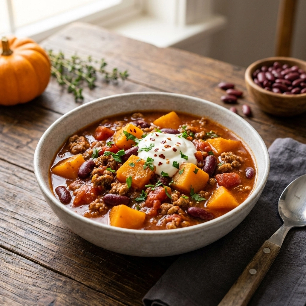 Cozy Crockpot Pumpkin Chili – Easy Fall Dinner Recipe | Slow Cooker Pumpkin Chili recipe
