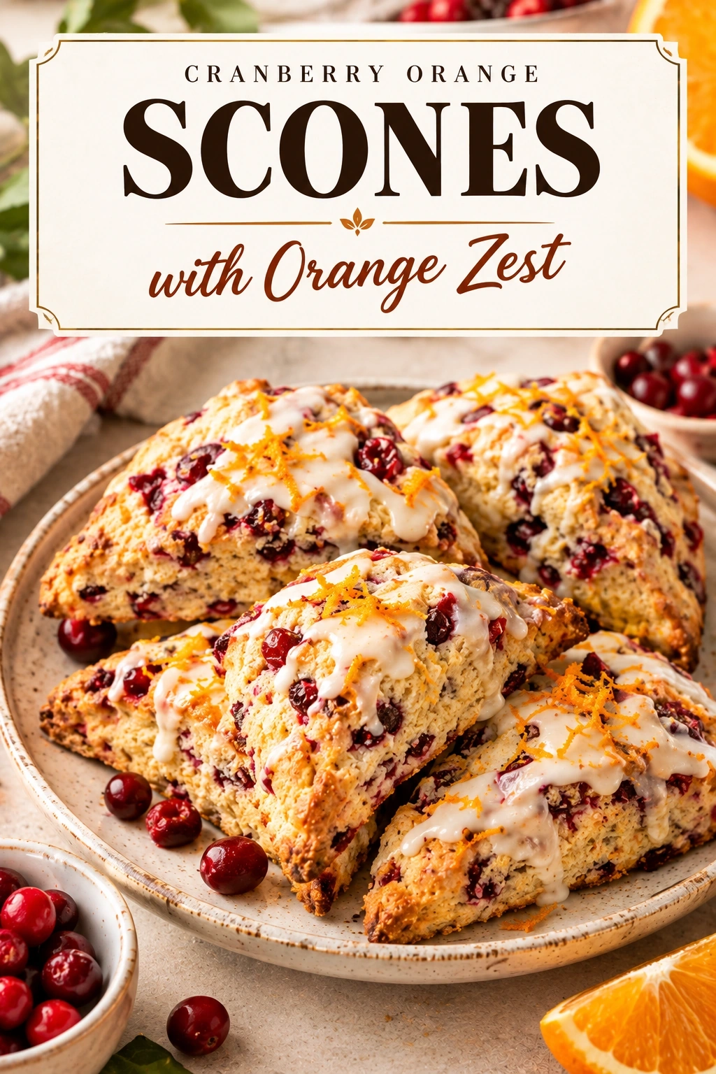 Cranberry Orange Scones with Orange Zest | Easy Holiday Breakfast Scones recipe