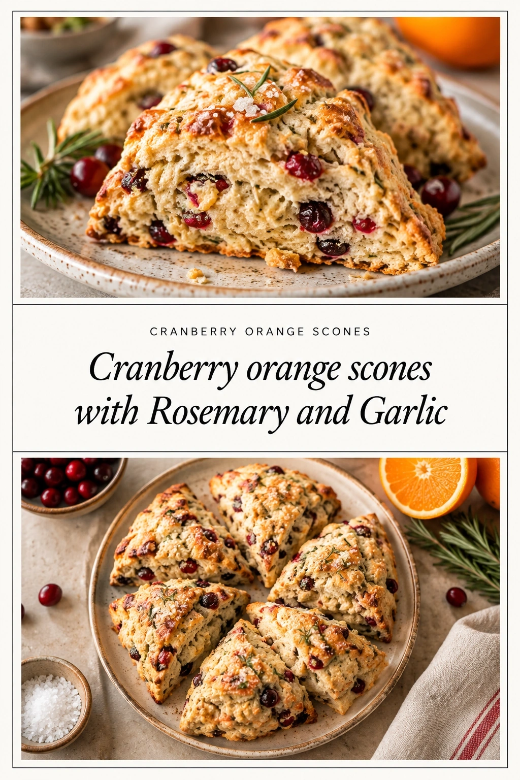 Cranberry Orange Scones with Rosemary and Garlic | Savory Sweet Holiday Breakfast recipe