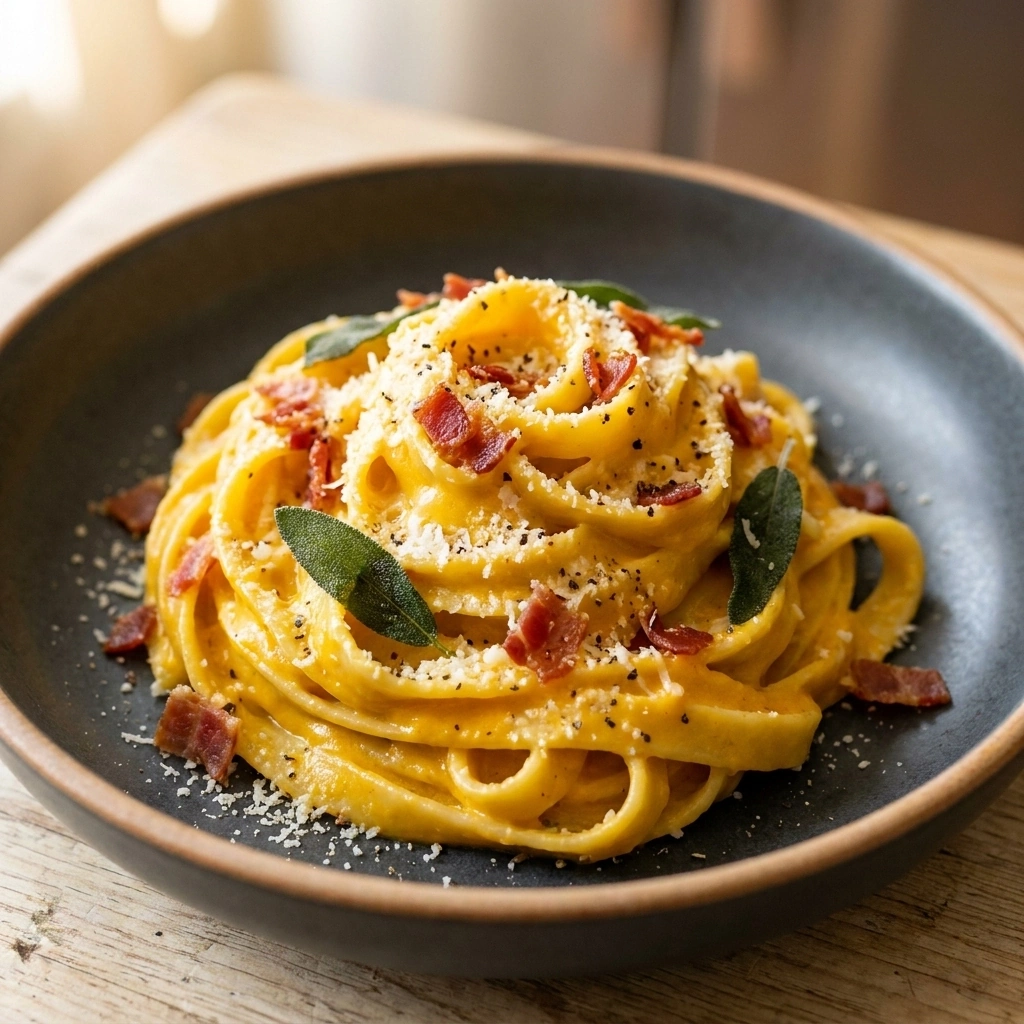 Indulge in Decadent Pumpkin Alfredo Pasta with Prosciutto | Creamy Fall Pasta Recipe recipe