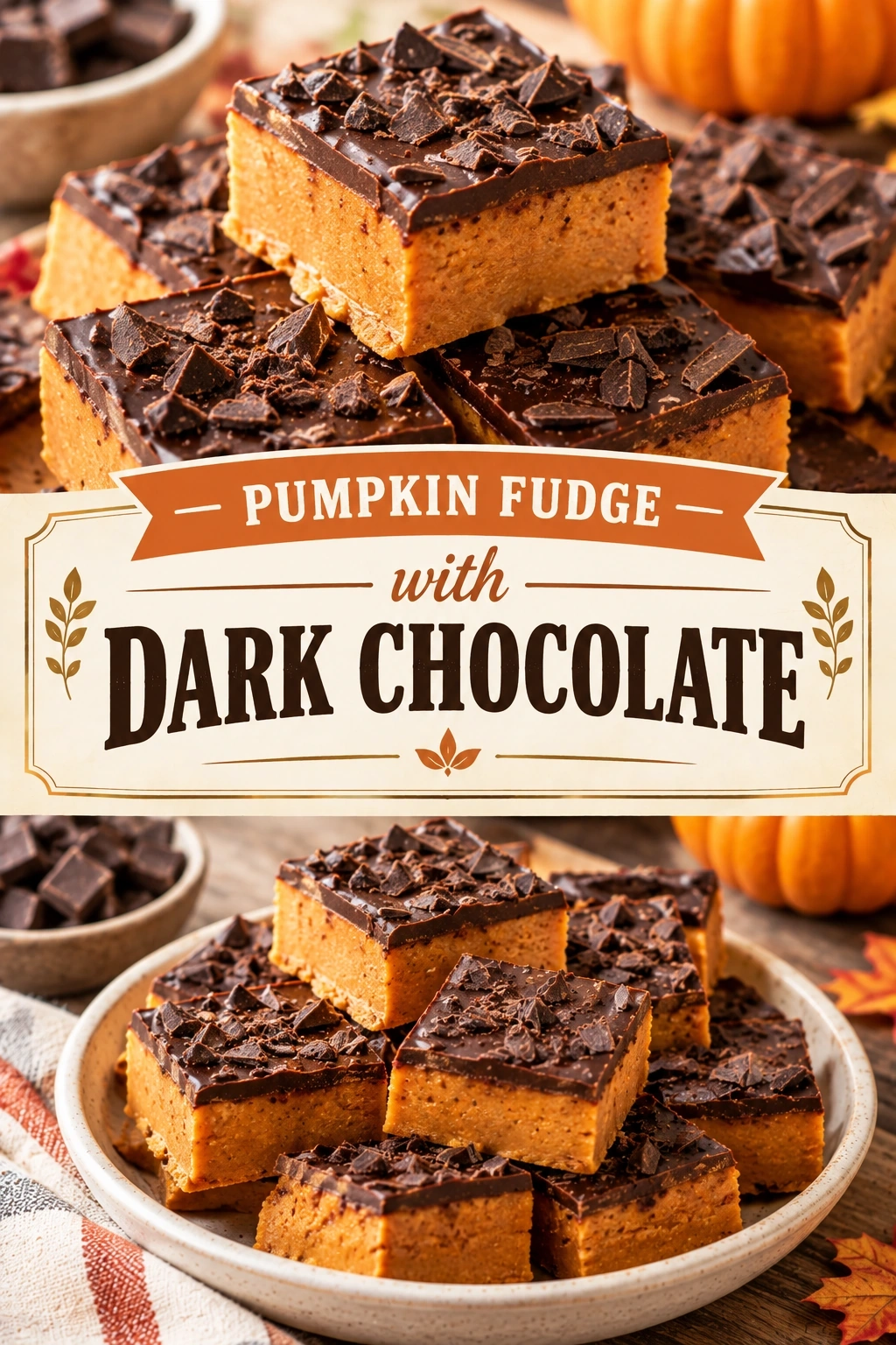 Pumpkin Fudge with Dark Chocolate | Easy Fall Dessert Recipe recipe