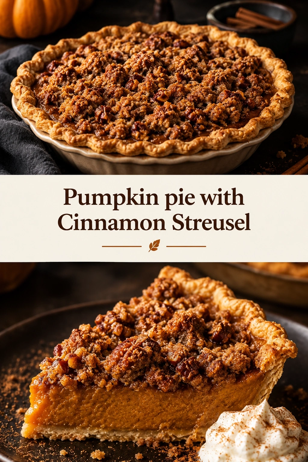 Pumpkin Pie with Cinnamon Streusel | Easy Fall Dessert Recipes recipe